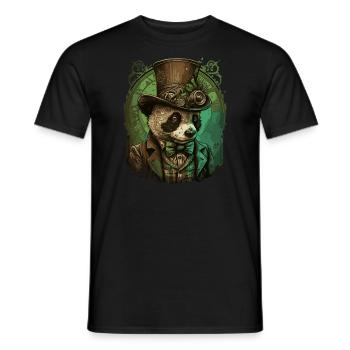 Steampunk Panda Bear - Men's T-Shirt - black - Front - AI Model Male 178 light (178cm)