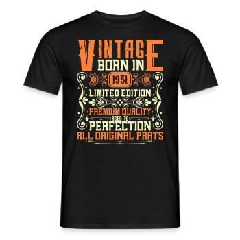 1951 Born in 1951 - Built in 1951 Birthday in 1951 - Men's T-Shirt - black - Front - AI Model Male 178 light (178cm)