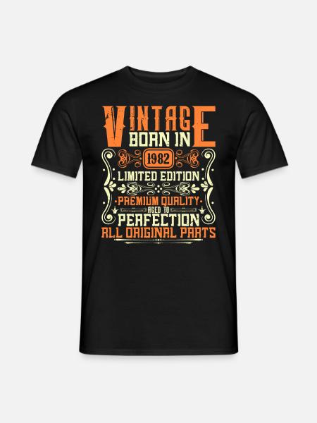 1982 Jahrgang 1982 - Baujahr 1982 Geburtstag 1982 - Männer T-Shirt - Schwarz
