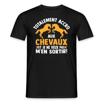 totalement accro aux chevaux cadeau cheval cavalie - T-shirt homme - noir - Devant - AI Model Male 178 light (178cm)