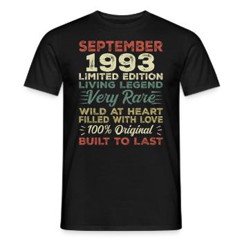 Anniversaire Septembre 1993 Edition Limitée Original - T-shirt homme - noir - Devant - AI Model Male 178 light (178cm)