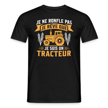 je ne ronfle pas je reve que je suis un tracteur - T-shirt homme - noir - Devant - AI Model Male 178 light (178cm)