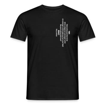 How curios Test funny quote men women - Men's T-Shirt - black - Front - AI Model Male 178 light (178cm)