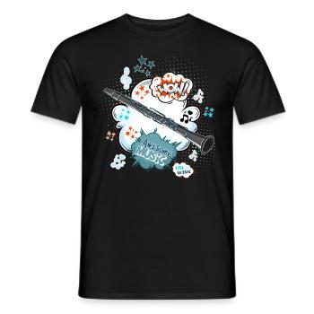 Klarinette Spieler T-Shirt im Comic style - Männer T-Shirt - Schwarz - Vorne - AI Model Male 178 light (178cm)