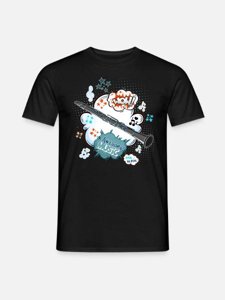 Klarinette Spieler T-Shirt im Comic style - Männer T-Shirt - Schwarz
