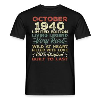 1940 Oktober 1940 Geburtstag Oktober 1940 Original - Männer T-Shirt - Schwarz - Vorne - AI Model Male 178 light (178cm)