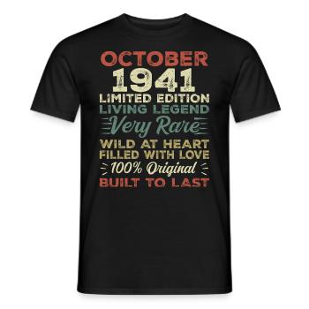 1941 October 1941 Birthday October 1941 Original - Men's T-Shirt - black - Front - AI Model Male 178 light (178cm)