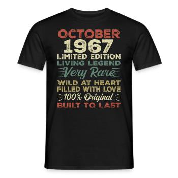 1967 Octobre 1967 Anniversaire Octobre 1967 Original - T-shirt homme - noir - Devant - AI Model Male 178 light (178cm)