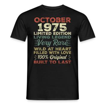 1975 Oktober 1975 Geburtstag Oktober 1975 Original - Männer T-Shirt - Schwarz - Vorne - AI Model Male 178 light (178cm)