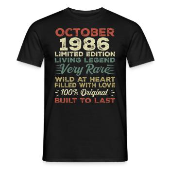 1986 October 1986 birthday October 1986 Original - Men's T-Shirt - black - Front - AI Model Male 178 light (178cm)