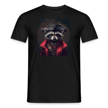 Waschbär Pirat - Männer T-Shirt - Schwarz - Vorne - AI Model Male 178 light (178cm)