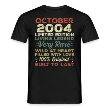2004 Oktober 2004 Geburtstag Oktober 2004 Original - Männer T-Shirt - Schwarz - Vorne - AI Model Male 178 light (178cm)