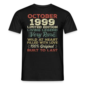 1999 Oktober 1999 Geburtstag Oktober 1999 Original - Männer T-Shirt - Schwarz - Vorne - AI Model Male 178 light (178cm)
