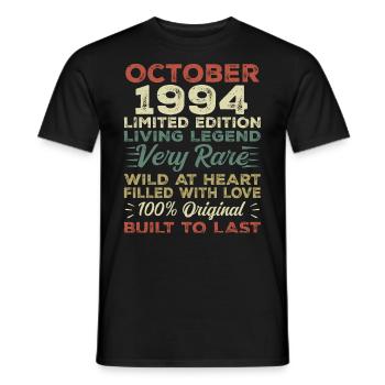 1994 October 1994 birthday October 1994 Original - Men's T-Shirt - black - Front - AI Model Male 178 light (178cm)