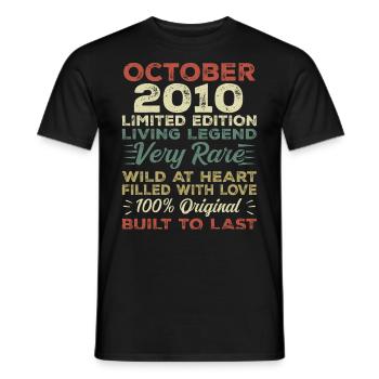 2010 October 2010 Birthday October 2010 Original - Men's T-Shirt - black - Front - AI Model Male 178 light (178cm)
