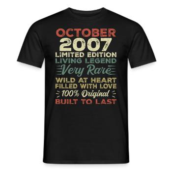 2007 October 2007 birthday October 2007 Original - Men's T-Shirt - black - Front - AI Model Male 178 light (178cm)