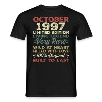 1997 October 1997 birthday October 1997 Original - Men's T-Shirt - black - Front - AI Model Male 178 light (178cm)