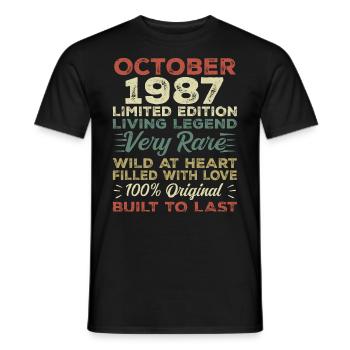 1987 Oktober 1987 Geburtstag Oktober 1987 Original - Männer T-Shirt - Schwarz - Vorne - AI Model Male 178 light (178cm)