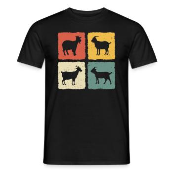 Ziegen Retro T-Shirt Ziege - Männer T-Shirt - Schwarz - Vorne - AI Model Male 178 light (178cm)