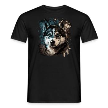 Husky Dog - Männer T-Shirt - Schwarz - Vorne - AI Model Male 178 light (178cm)