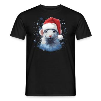Coole Weihnachtsratte - Männer T-Shirt - Schwarz - Vorne - AI Model Male 178 light (178cm)