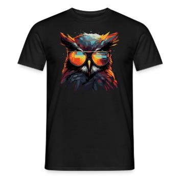 Lustige Eule mit Brille - Männer T-Shirt - Schwarz - Vorne - AI Model Male 178 light (178cm)