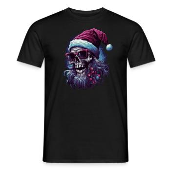 Skull with Santa hat - Men's T-Shirt - black - Front - AI Model Male 178 light (178cm)