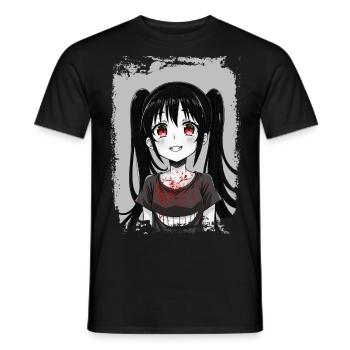 Manga Girl - Männer T-Shirt - Schwarz - Vorne - AI Model Male 178 light (178cm)