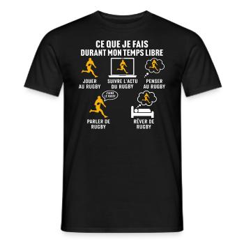 mon temps libre jouer au rugby - T-shirt homme - noir - Devant - AI Model Male 178 light (178cm)