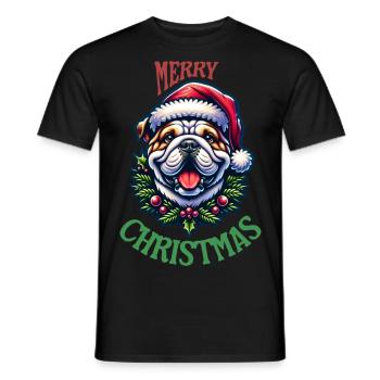 Merry Christmas Bulldogge Geschenkidee - Bulldogge - Männer T-Shirt - Schwarz - Vorne - AI Model Male 178 light (178cm)