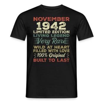 Legend Since November 1942 Born November 1942 - Men's T-Shirt - black - Front - AI Model Male 178 light (178cm)