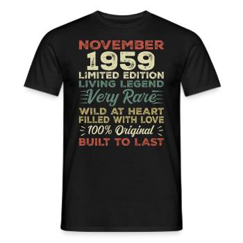 Légende Depuis Novembre 1959 Millésime Novembre 1959 - T-shirt homme - noir - Devant - AI Model Male 178 light (178cm)