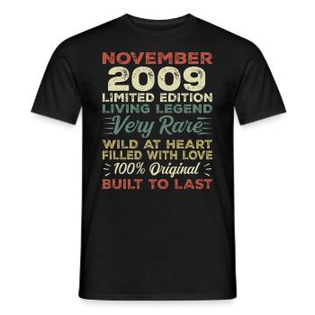 Légende Depuis Novembre 2009 Millésime Novembre 2009 - T-shirt homme - noir - Devant - AI Model Male 178 light (178cm)