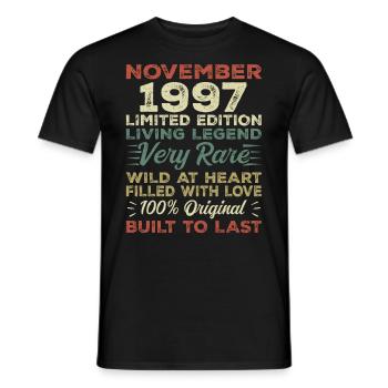 Légende Depuis Novembre 1997 Millésime Novembre 1997 - T-shirt homme - noir - Devant - AI Model Male 178 light (178cm)