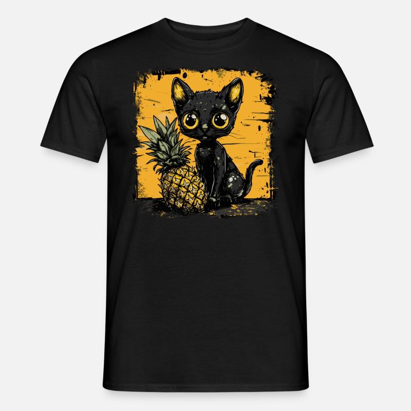 Pineapple and cat - Men’s T-shirt - black