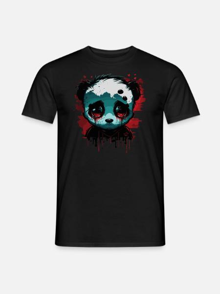 Panda mignon triste - T-shirt homme - noir