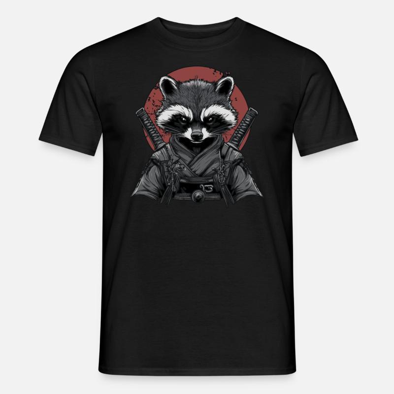 Waschbär Ninja - Männer T-Shirt - Schwarz