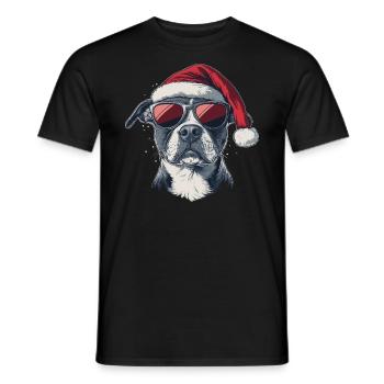 American Staffordshire Terrier xmas - Men's T-Shirt - black - Front - AI Model Male 178 light (178cm)