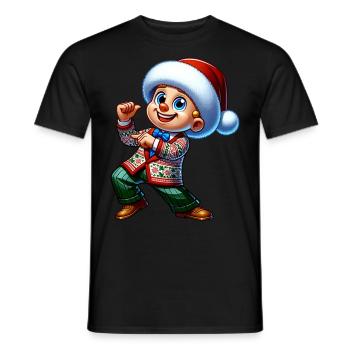 Chapeau de Noël de Noël de danse drôle - T-shirt homme - noir - Devant - AI Model Male 178 light (178cm)