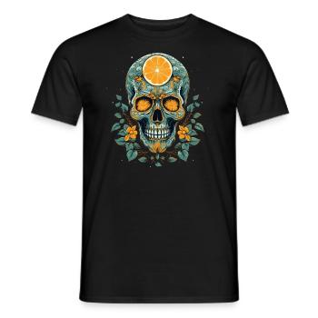 Skull and crossbones with lemon - Men's T-Shirt - black - Front - AI Model Male 178 light (178cm)