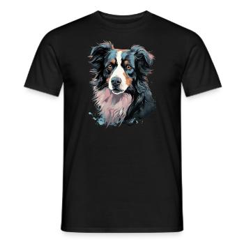 Border Collie Chien - T-shirt homme - noir - Devant - AI Model Male 178 light (178cm)