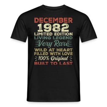 Dezember 1982 - Geburtstag Dezember 1982 Jahr - Männer T-Shirt - Schwarz - Vorne - AI Model Male 178 light (178cm)