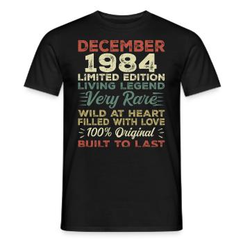 December 1984 - birthday December 1984 year - Men's T-Shirt - black - Front - AI Model Male 178 light (178cm)