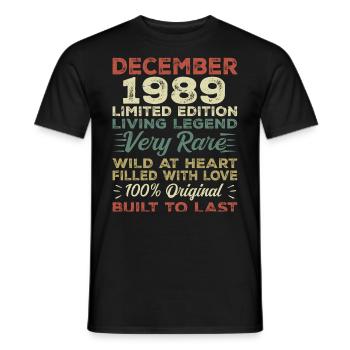 Dezember 1989 - Geburtstag Dezember 1989 Jahr - Männer T-Shirt - Schwarz - Vorne - AI Model Male 178 light (178cm)