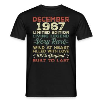 Dezember 1967 - Geburtstag Dezember 1967 Jahr - Männer T-Shirt - Schwarz - Vorne - AI Model Male 178 light (178cm)