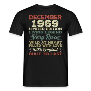 Décembre 1969 - anniversaire Décembre 1969 année - T-shirt homme - noir - Devant - AI Model Male 178 light (178cm)