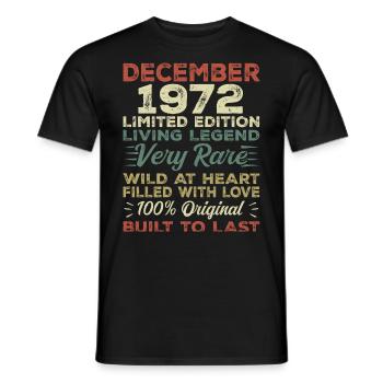 Décembre 1972 - anniversaire Décembre 1972 année - T-shirt homme - noir - Devant - AI Model Male 178 light (178cm)