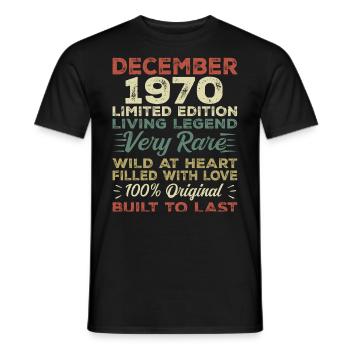 Décembre 1970 - anniversaire Décembre 1970 année - T-shirt homme - noir - Devant - AI Model Male 178 light (178cm)