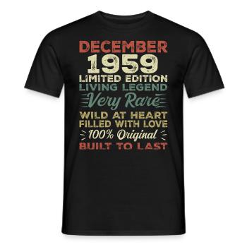 Décembre 1959 - anniversaire Décembre 1959 année - T-shirt homme - noir - Devant - AI Model Male 178 light (178cm)