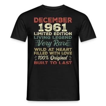 Décembre 1961 - anniversaire Décembre 1961 année - T-shirt homme - noir - Devant - AI Model Male 178 light (178cm)